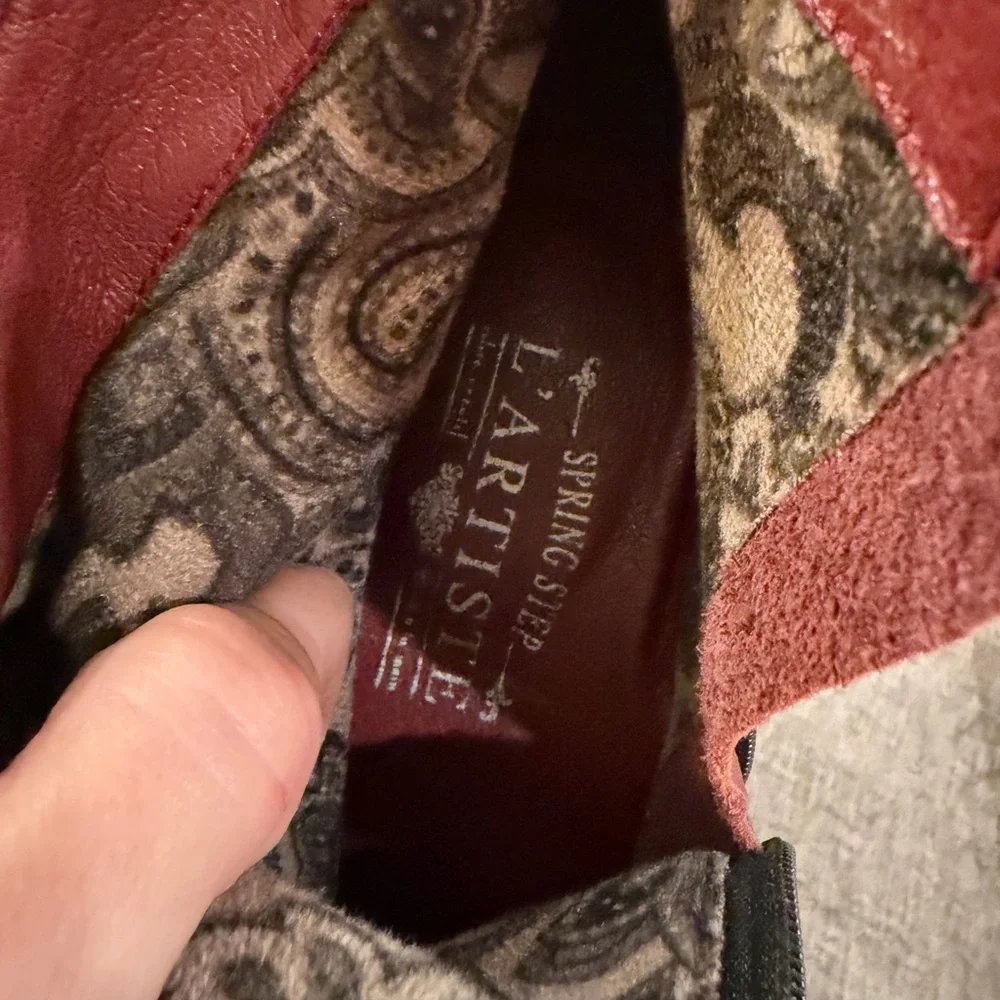 L’Artiste by Spring Step Leather Plaid Ankle Boots Buckle Heel Size 39 (US 8) - Picture 7 of 7